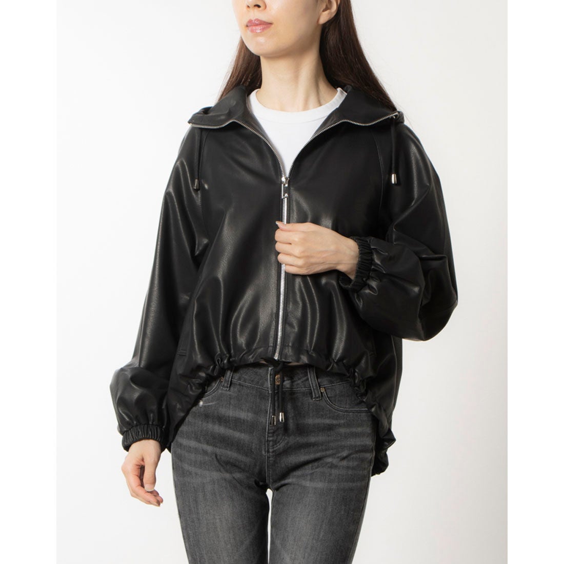 ベスジョーヤ VESGIOIA ラムレザーフード付ジャケット （ブラック