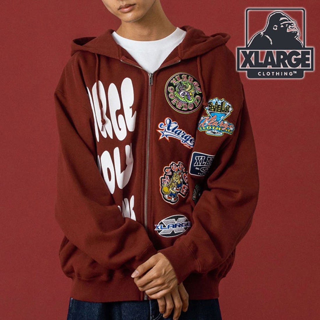 エクストララージ XLARGE MULTI LOGO ZIP UP HOODED SWEATSHIRT