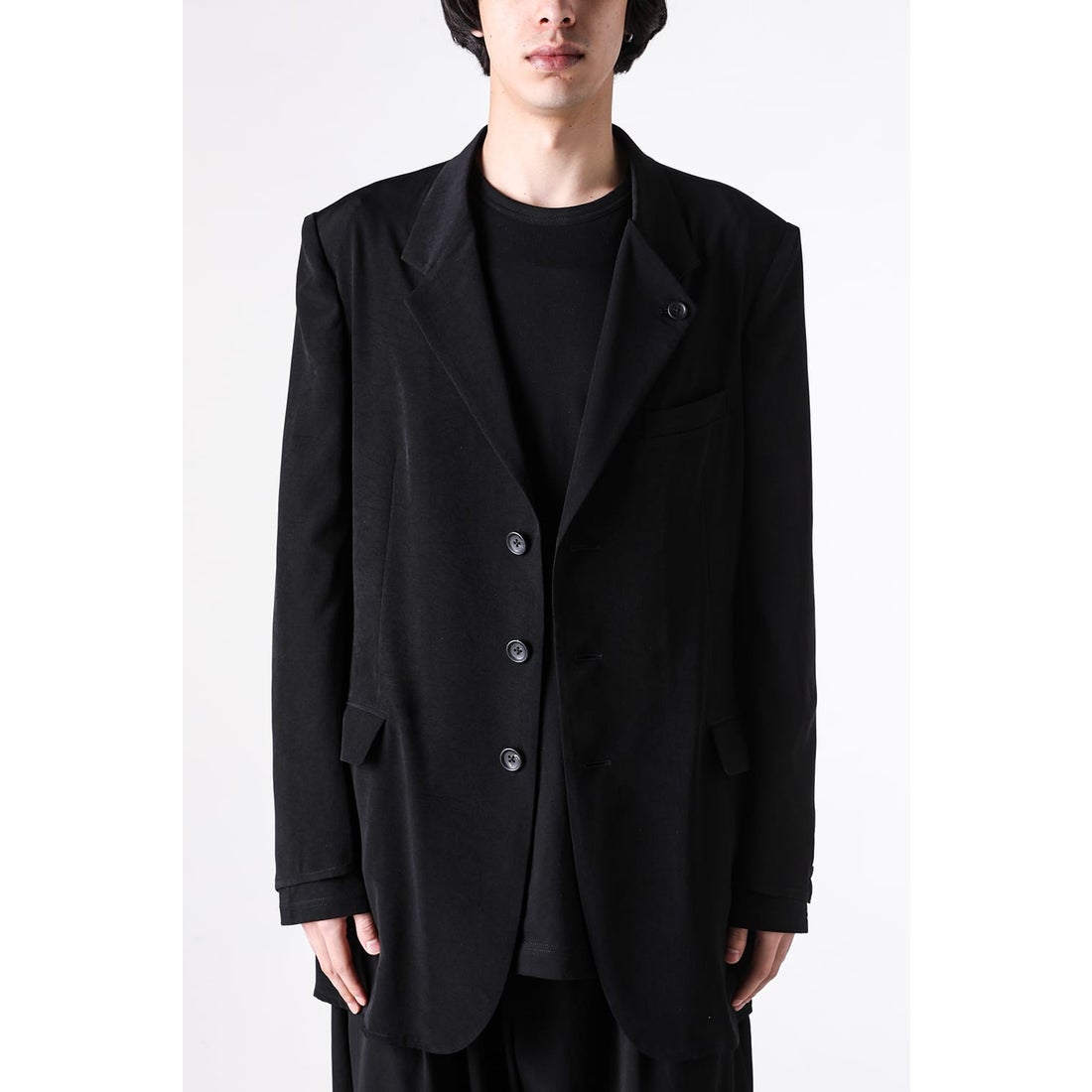 Yohji Yamamoto POUR HOMME Silk double lapel jacket （Black
