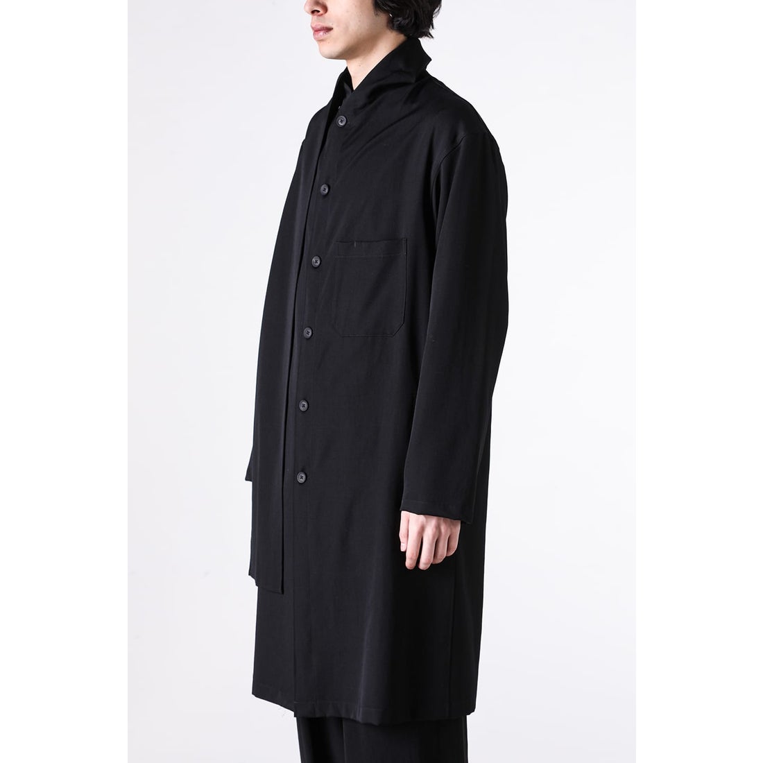 Yohji Yamamoto POUR HOMME Coat with a stole （Black） -FASCINATE