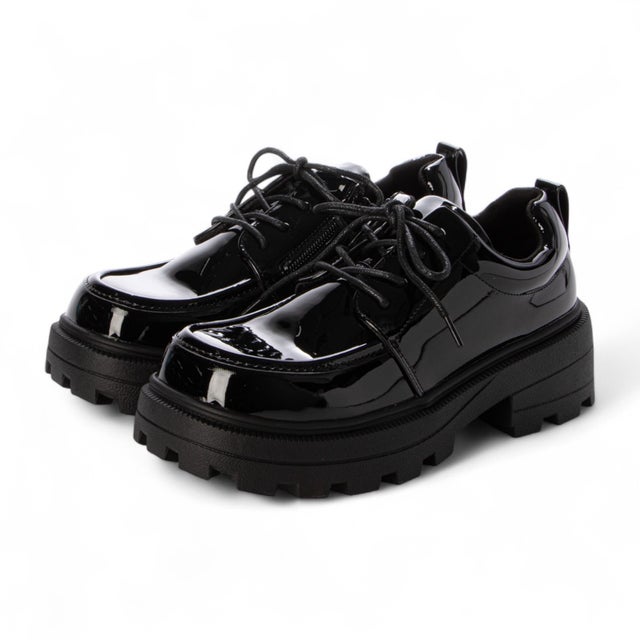 厚底レースアップシューズ （ブラックエナメル） -YOSUKE U・S