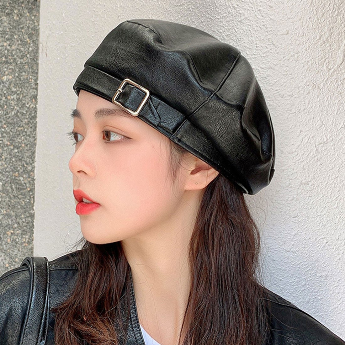 ゾエ ジェンコ Zoe Jenko フェイクレザー ベレー帽 7842 （BLK