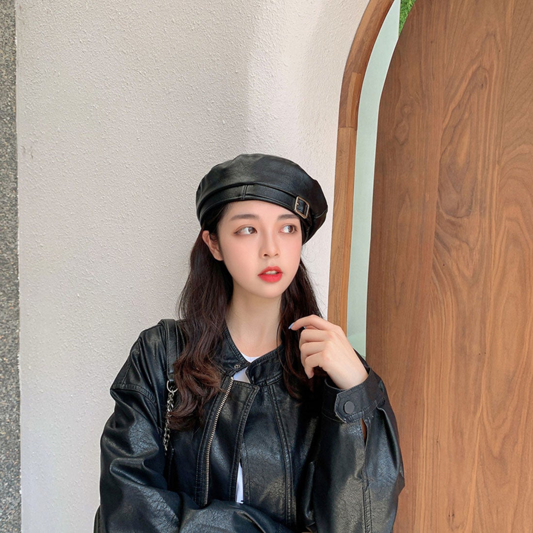 ゾエ ジェンコ Zoe Jenko フェイクレザー ベレー帽 7842 （BLK