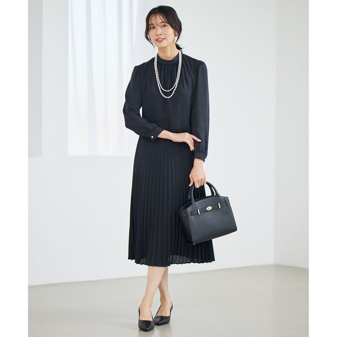 23区 【洗える】クリスタルアムンゼン ウエスト切り替え ワンピース