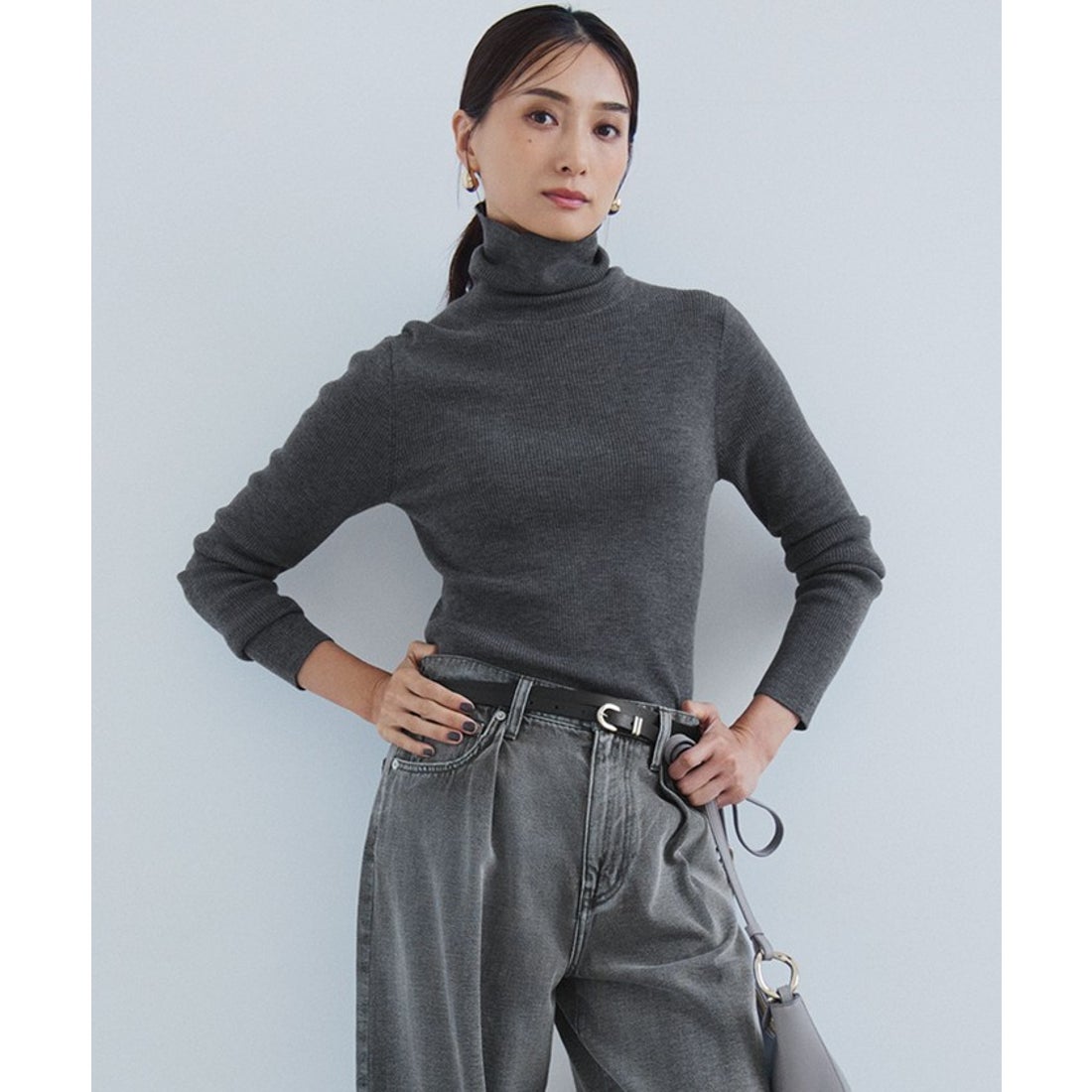 ニジュウサンク 23区 【洗える】ウーステッドウール リブ