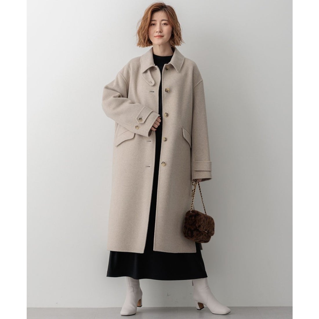 ニジュウサンク 23区 MANTECOPureリバー ロングコート （ブラック系