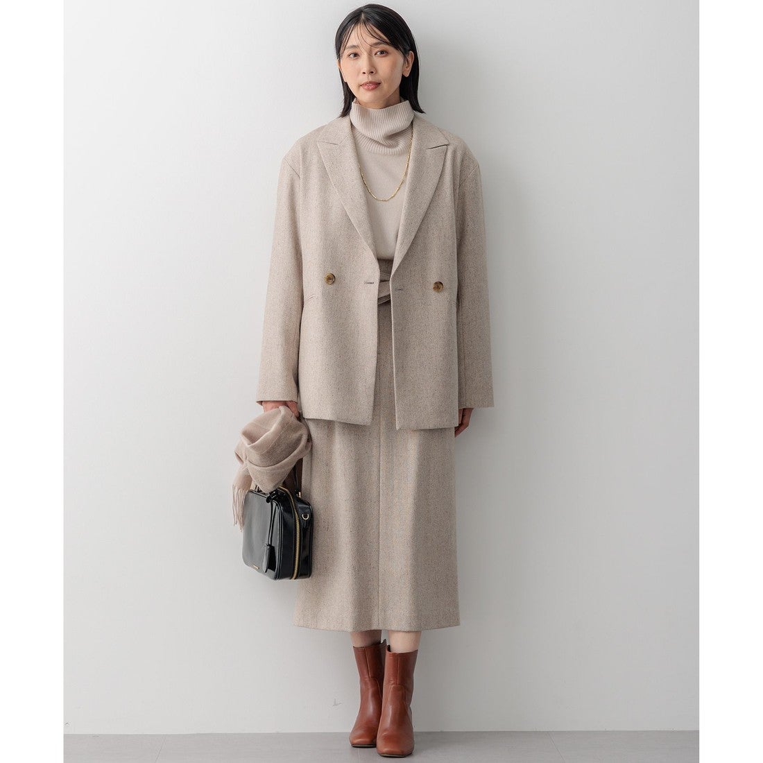 23区 【洗える】ピュアカシミヤ タートルネック ニット （オレンジ系