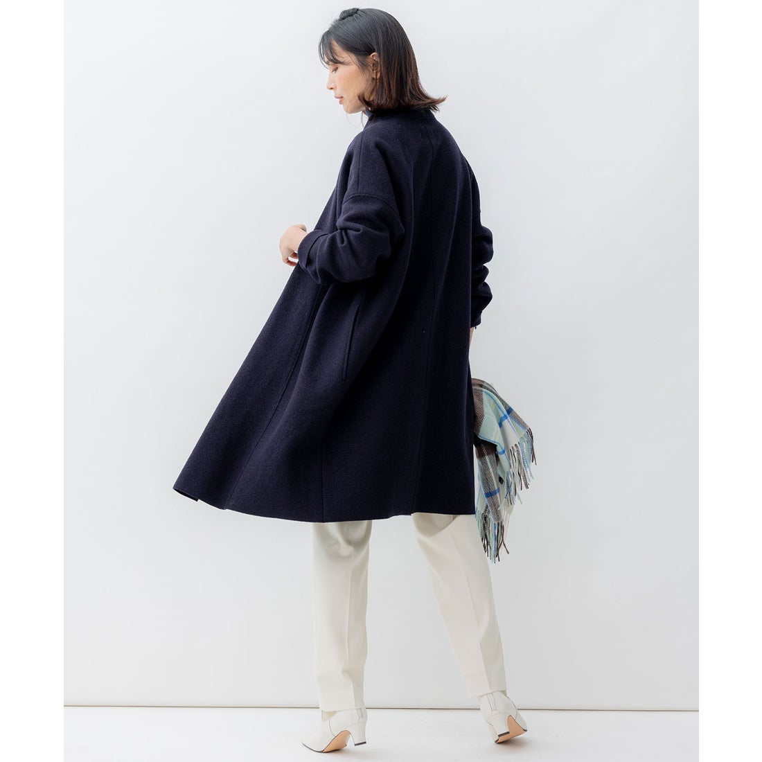 23区（大きいサイズ） コンプレストパイル コーディガン （グレー系