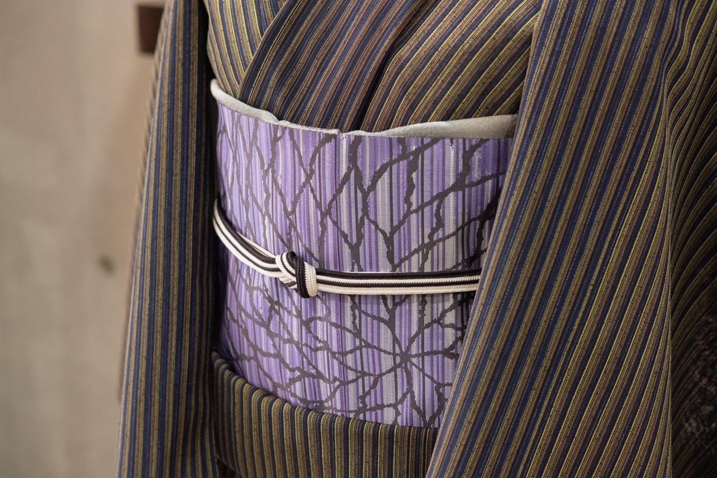 仙福屋の2色畝打組帯締め/墨色｜京都西陣・となみ織物/仙福屋宗介