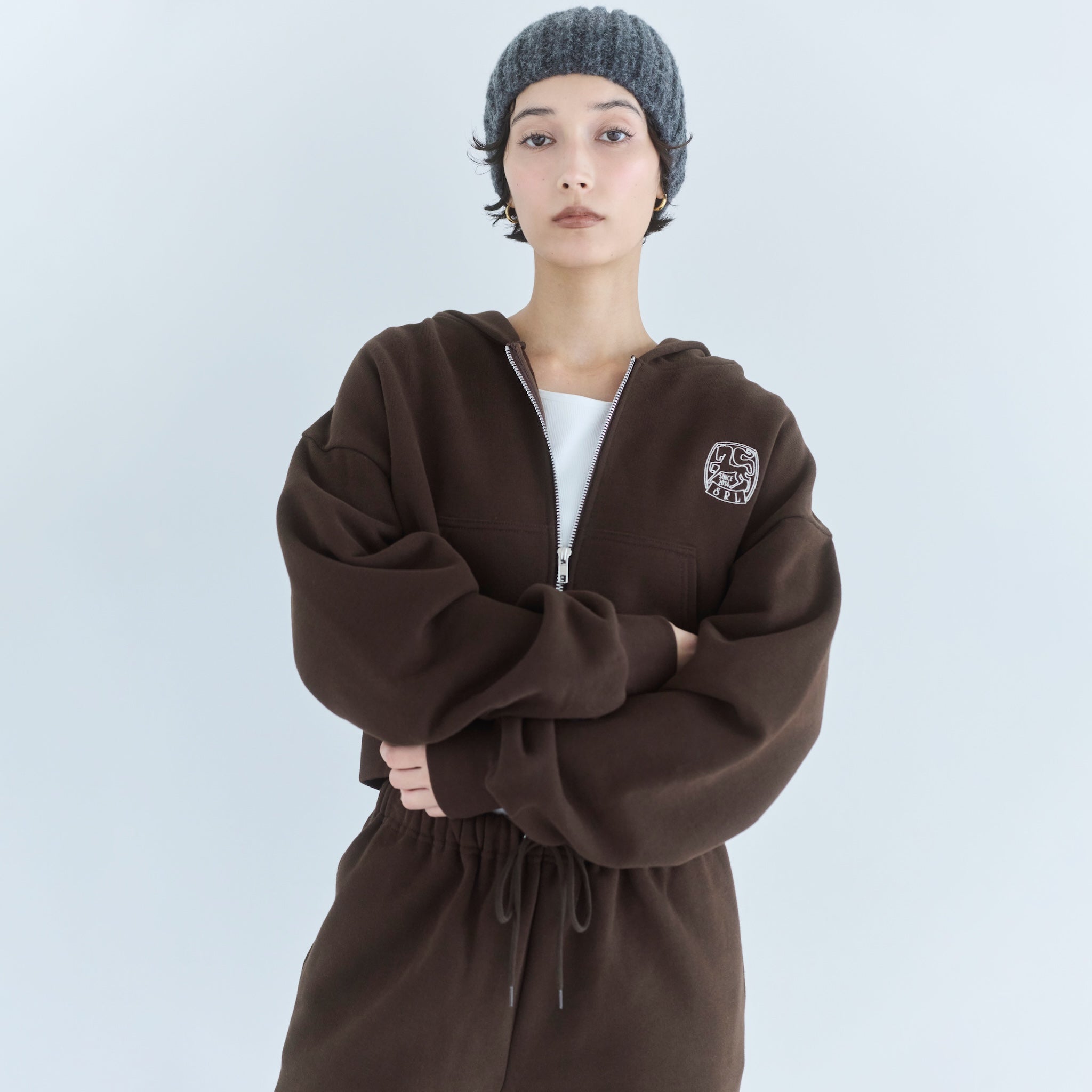 Brushed Cotton Pony Zipフーディー