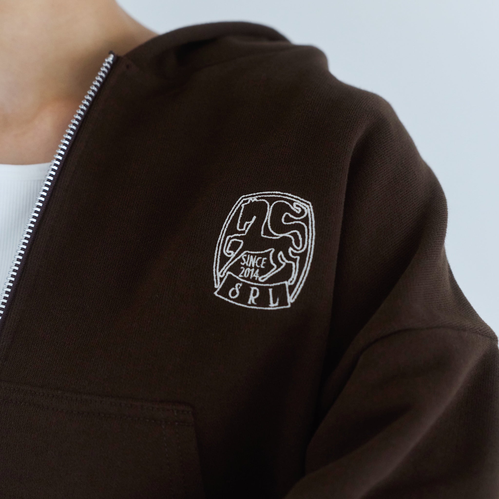 Brushed Cotton Pony Zipフーディー