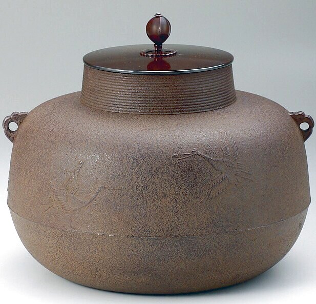 通販【茶道具】 鶴雲釜 鵬雲斎好写 *菊地政光* 炉用*[kmh91104]茶道道具