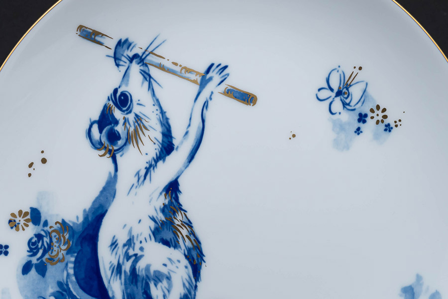 マイセン 干支プレート（2008年）『ピッコロを吹く陽気なネズミ』を