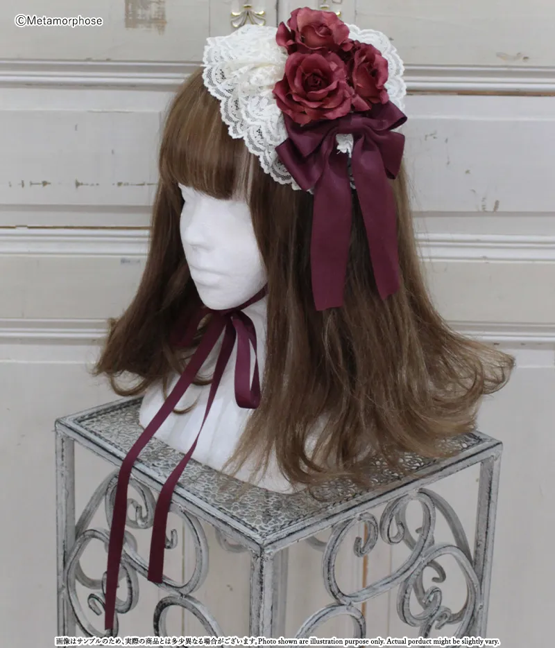 予約】Roseレースフリル円形ヘッドドレス - ボンネット、ヘッドドレス