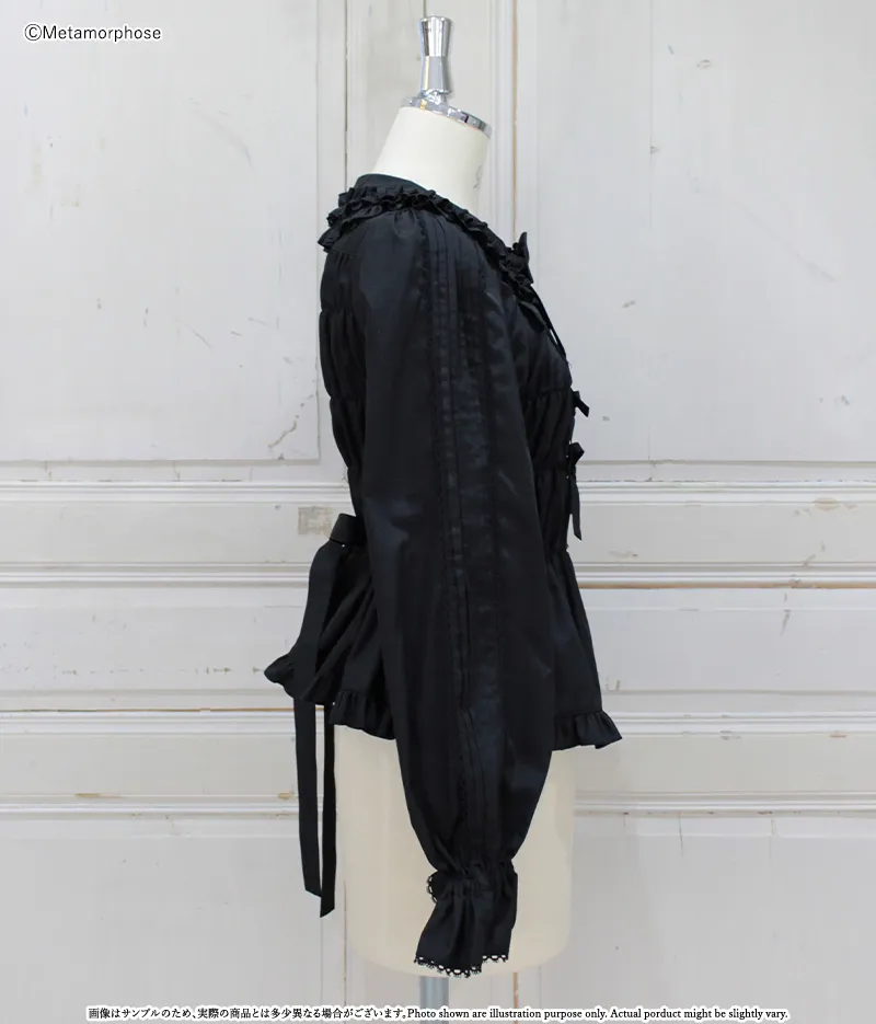 プラスサイズ】丸襟シャーリング長袖ブラウス - ブラウス、カットソー