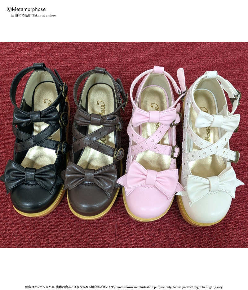 木底風リボンシューズ - 靴 | メタモルフォーゼ - ロリータ（ロリィタ
