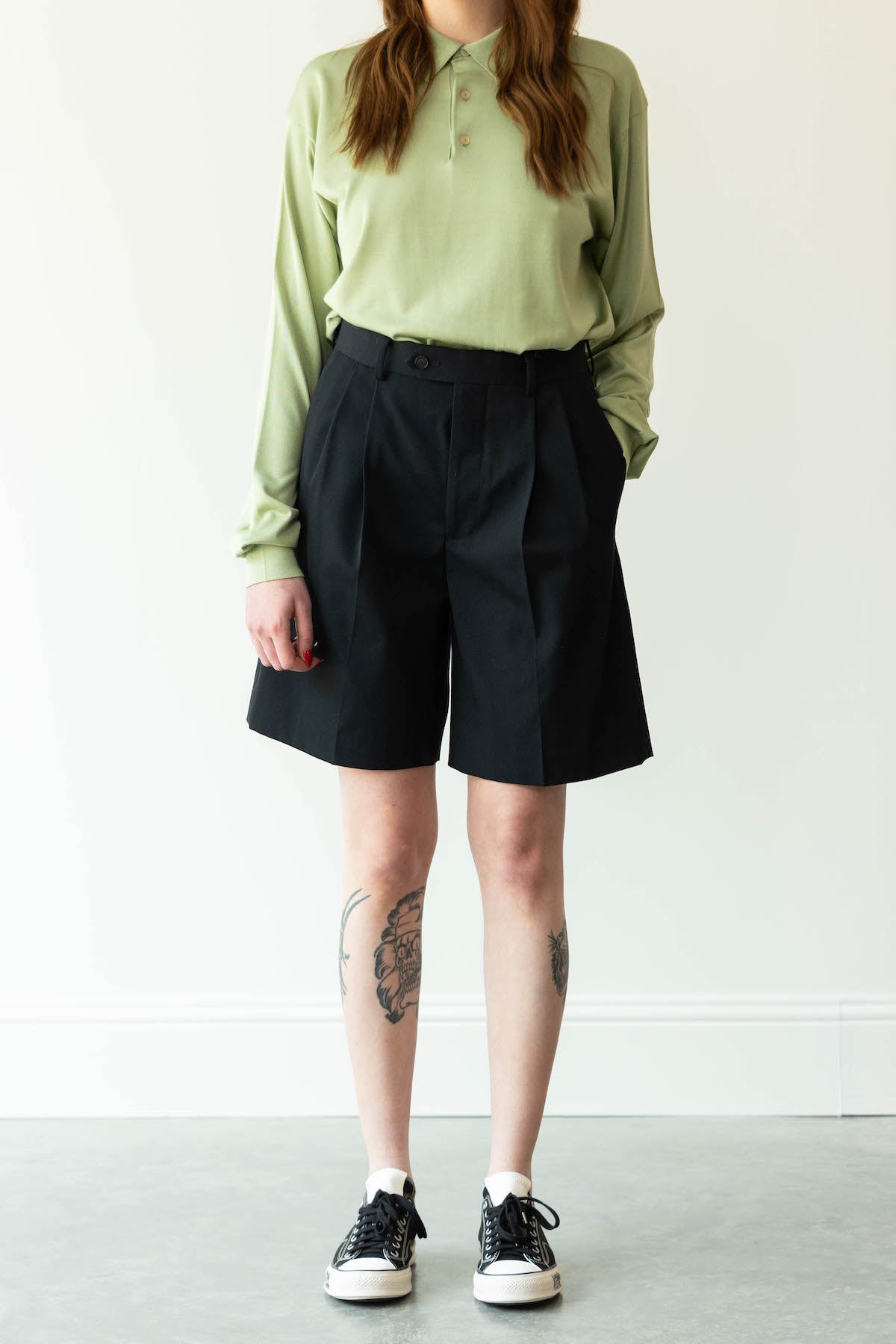 Auralee Light Wool Max Gabardine Shorts | Black | Canoe Club