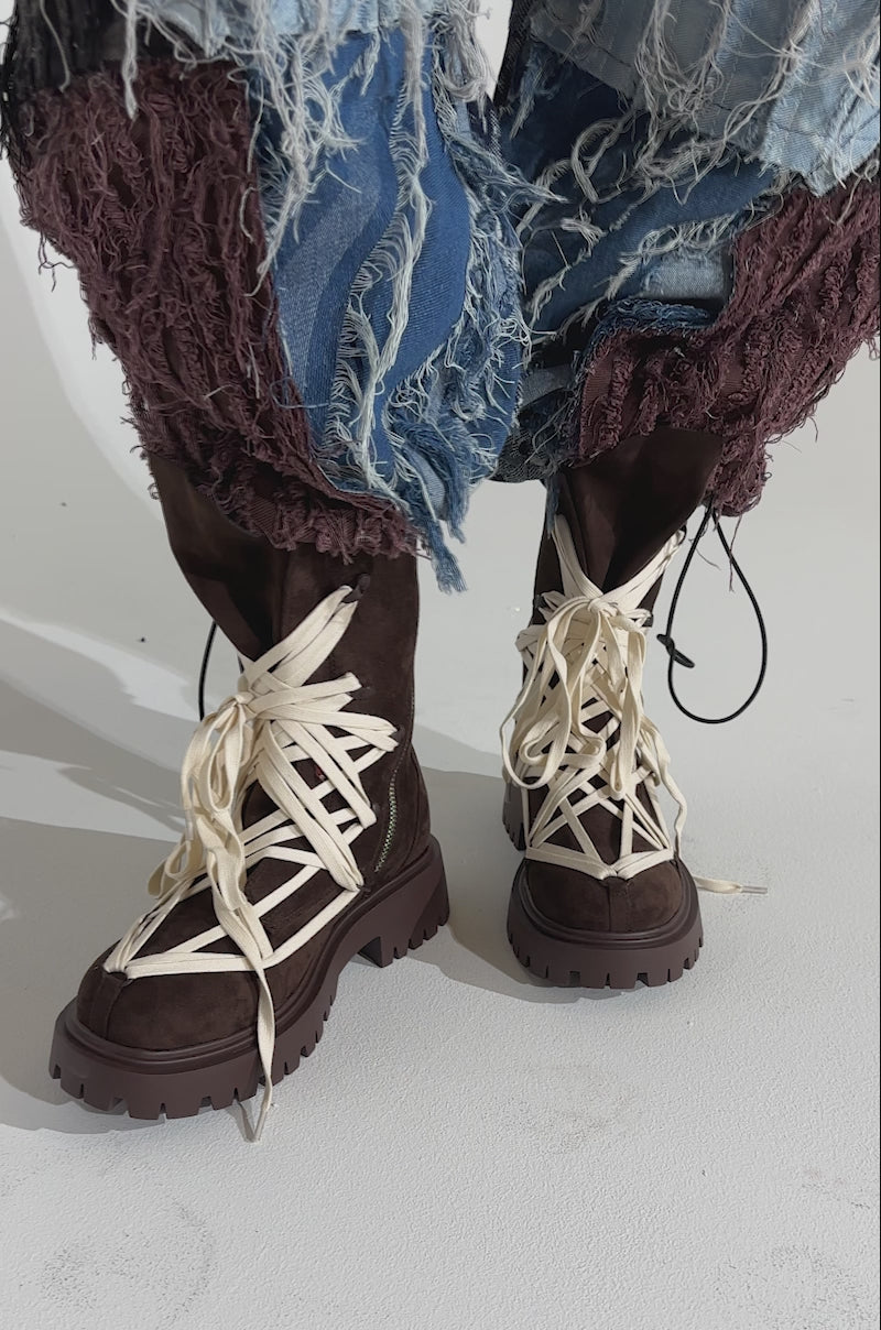 AZALEA WANG ARJUN CHOCOLATE LACE BOOTIE – AKIRA