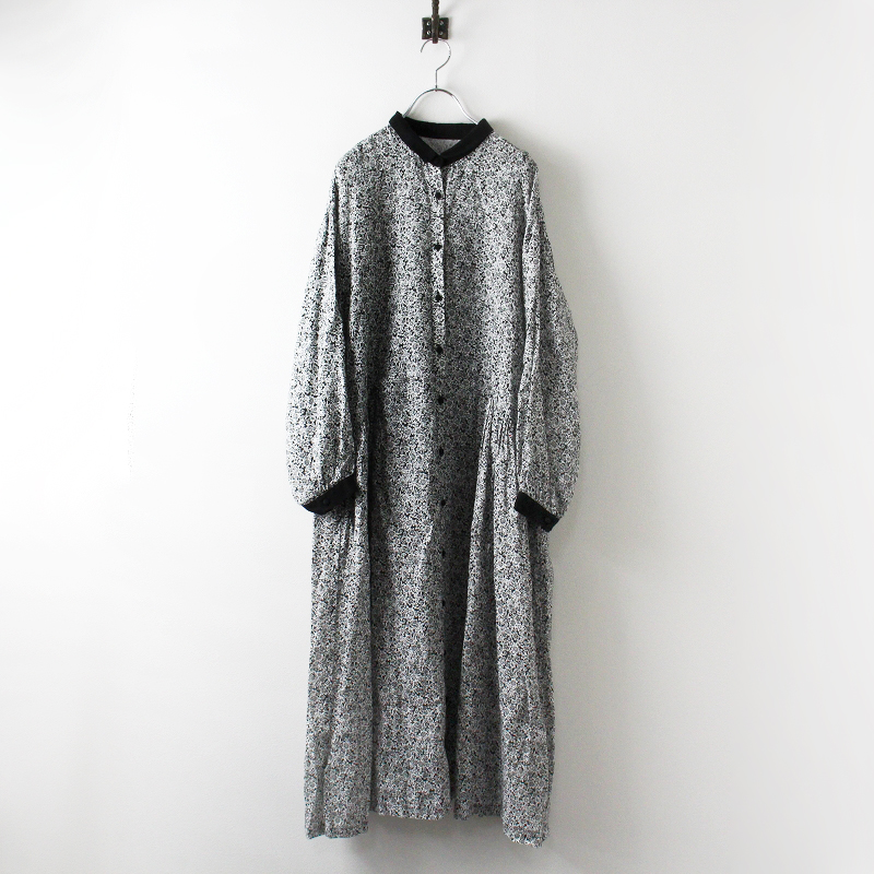 ネストローブ nest Robe 2023SS リネンブラックフラワープリント