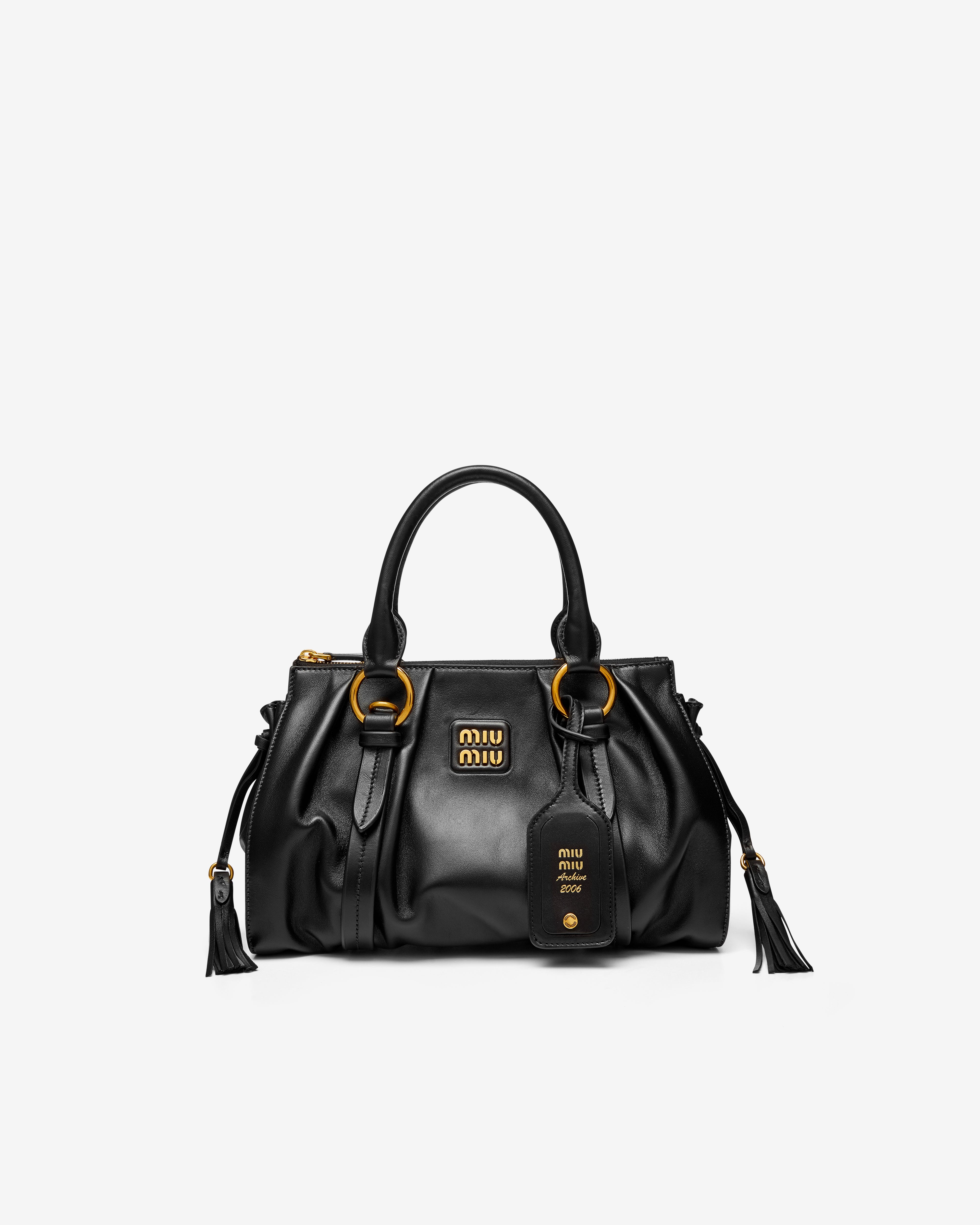 Miu Miu: Women's Joie Nappa Leather Bag (Black) | DSMNY E-SHOP