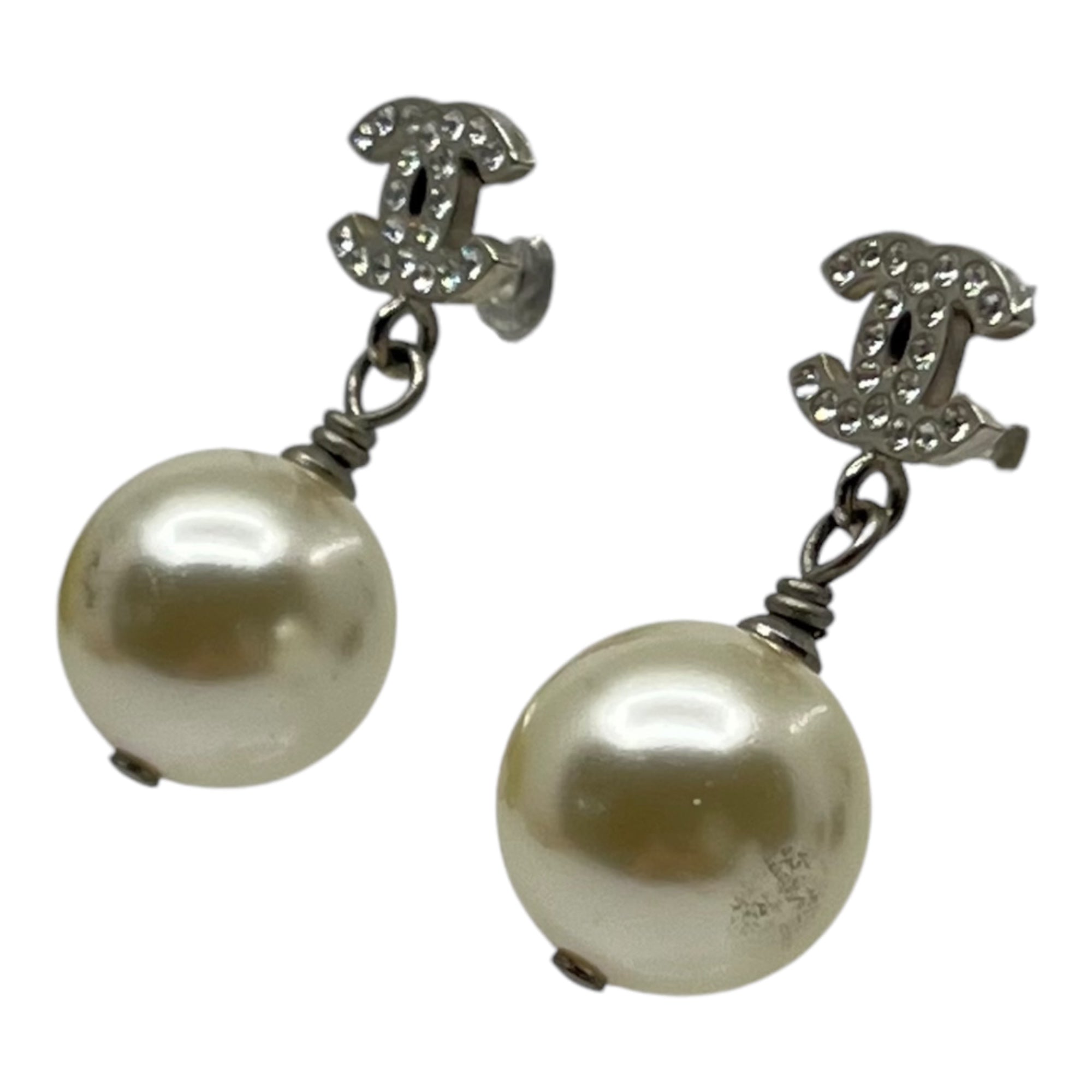 CHANEL(シャネル) Coco mark light stone pearl earrings ココマーク