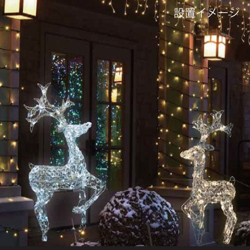 クリスタルトナカイ L3D365/3Dモチーフ イルミネーション/白色LED90球