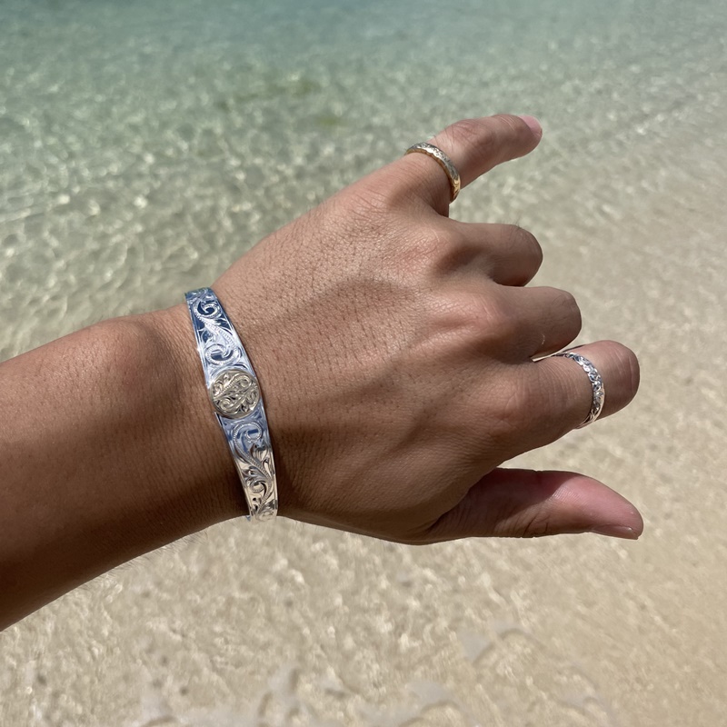 ハワイアンジュエリー/Silver925/K14YGF/ラウンドポイント バングル