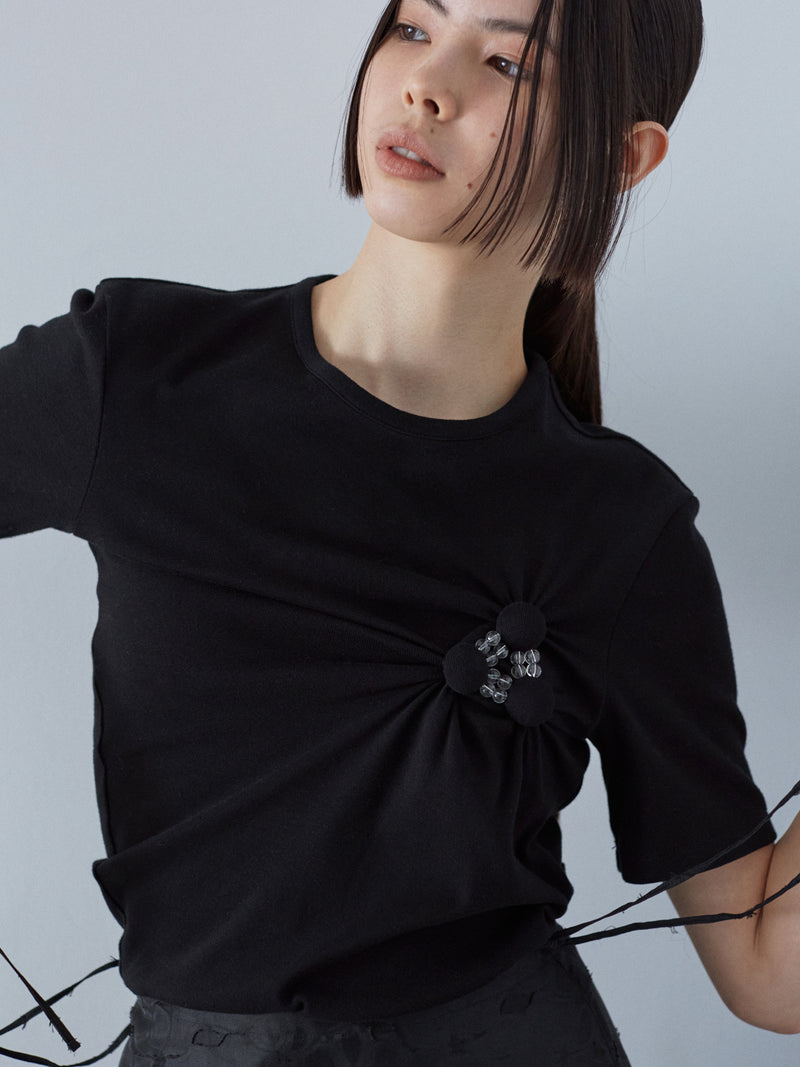 RIV NOBUHIKO（リブ ノブヒコ）ACHI T-SHIRT ビーズ刺繍アシメトリーT