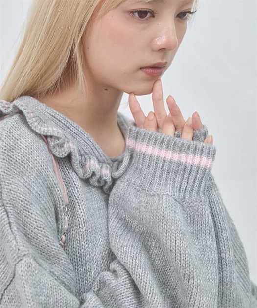 フリルカラーセーラーニット | Fickle Bebe