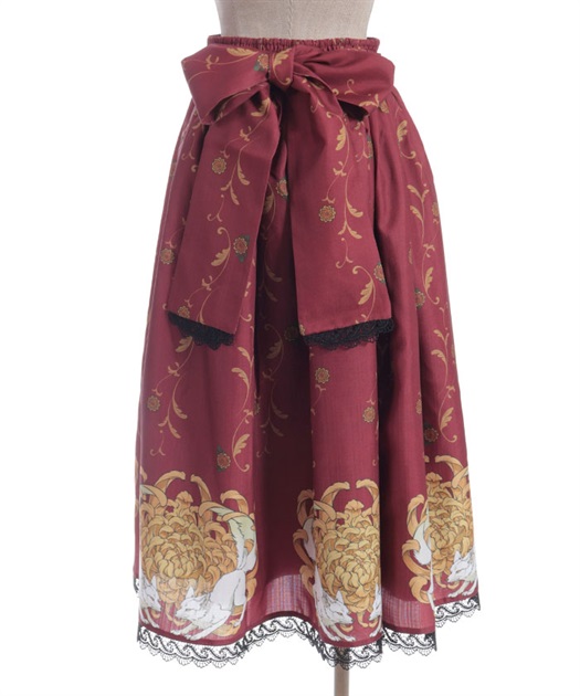 菊と狐柄スカート【期間限定価格】 | Chalmiere | axes femme onlineshop