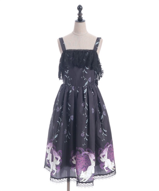 菊と狐柄ジャンパースカート | 大人衣料 | axes femme online shop