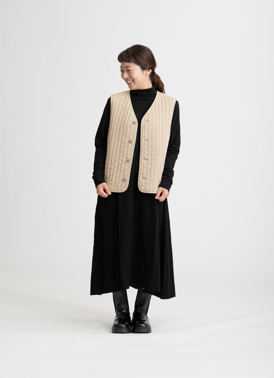 在庫限り】キルティングベスト（オリジナルストライプキルトガーゼ