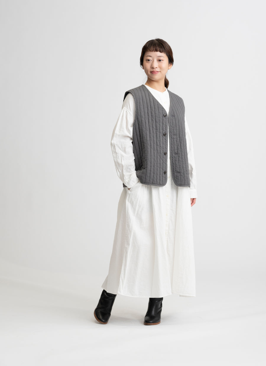 在庫限り】キルティングベスト（オリジナルストライプキルトガーゼ