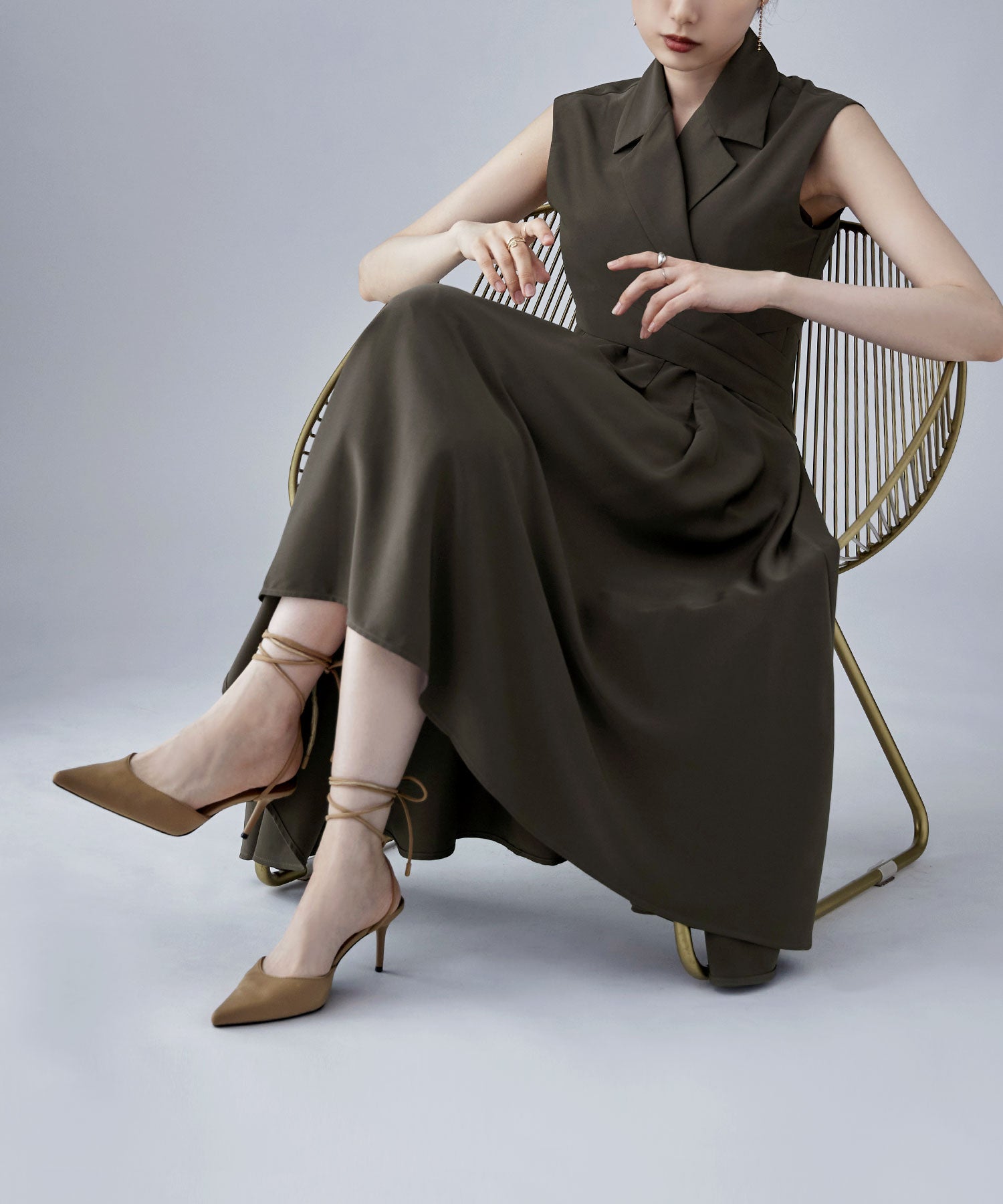 Many wayジャケットライクスリーブレスドレス｜パーティードレス・結婚