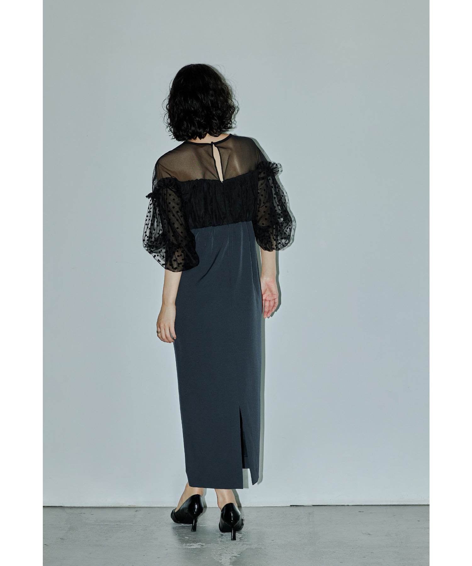 フロッキードットワンピース パーティードレス オケージョンドレス