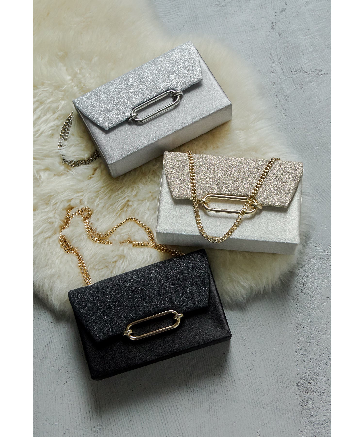 スクエアラメサテンチェーンバッグ 結婚式 二次会 お呼ばれ フォーマル