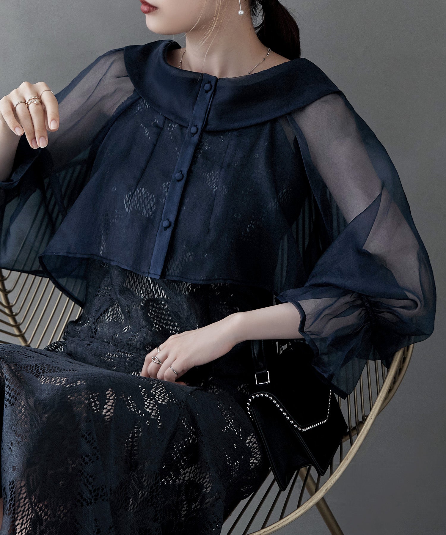 シアーブラウス&マーメイドキャミソールドレス｜パーティードレス