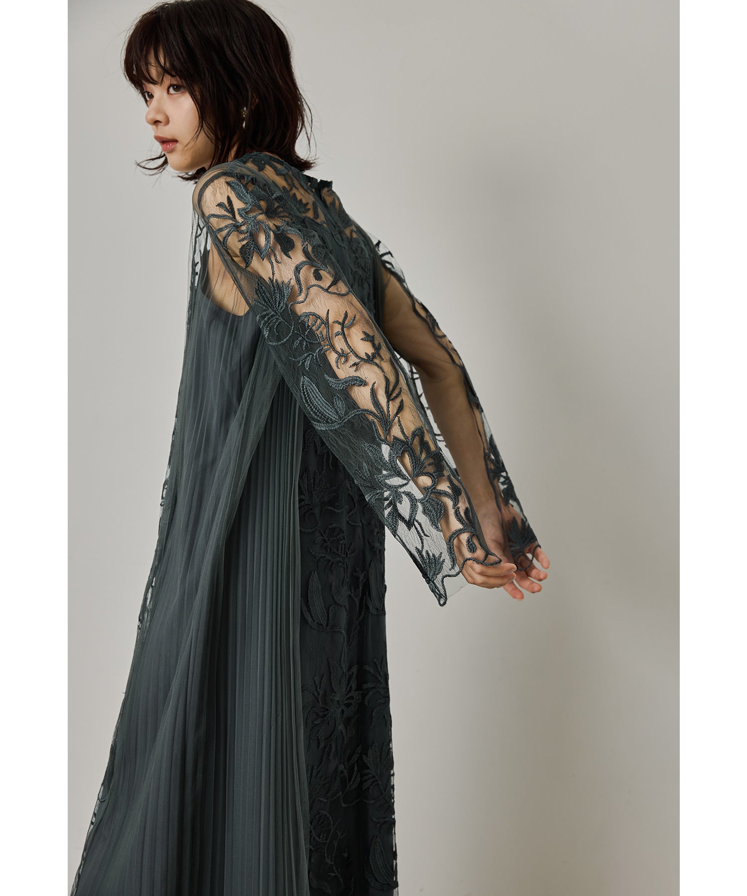 エスニックサイドプリーツドレス Aライン マタニティ 妊婦 結婚式