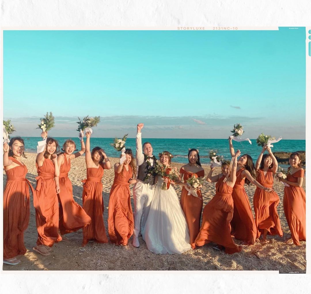 インフィニティ ブライズメイド ドレス テラコッタオレンジ 大きい