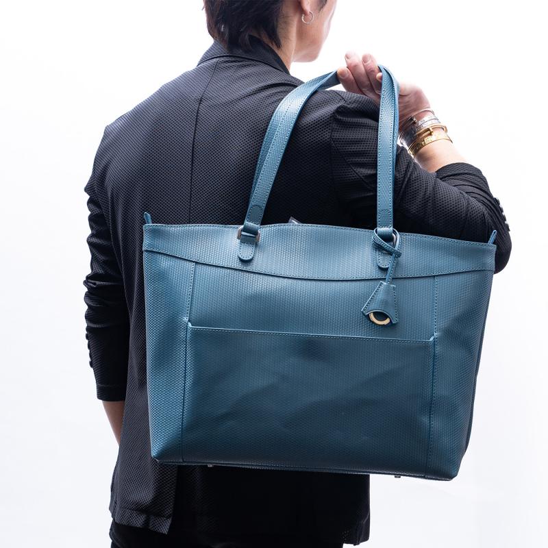 aniary|アニアリ】トート ジー-フィルム レザー 34-02000 ブルーグレー