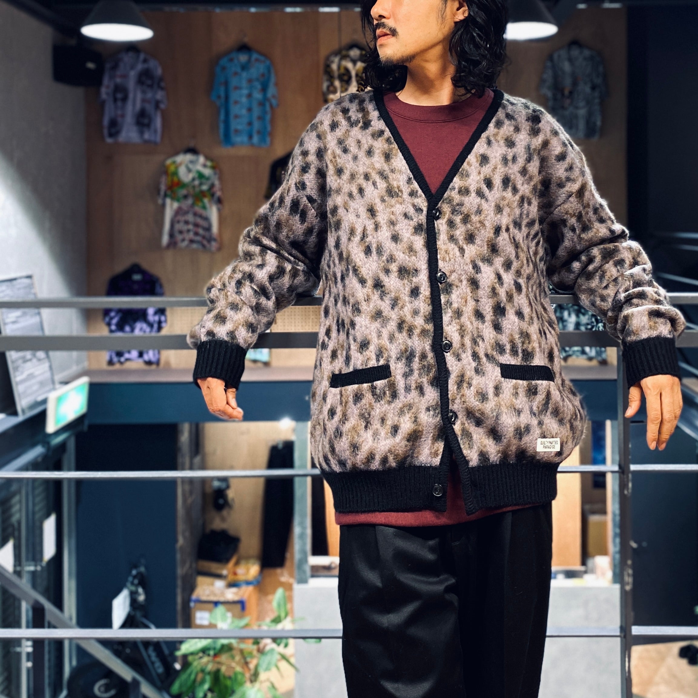 LEOPARD MOHAIR CARDIGAN -TYPE 1- #PURPLE [23FW-WMK-KN13]_WACKO