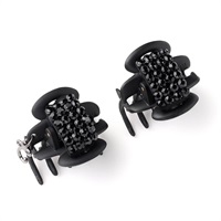ダブルクリスタルメッシュ ホイップクリップ 2個セット(ブラック