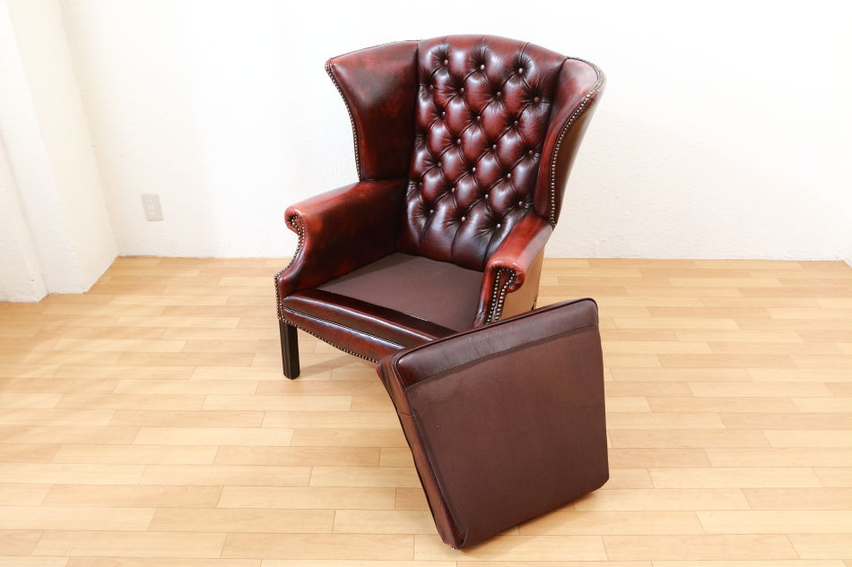 チェスターフィールド オックスブラッドレザー ウィングバックチェア