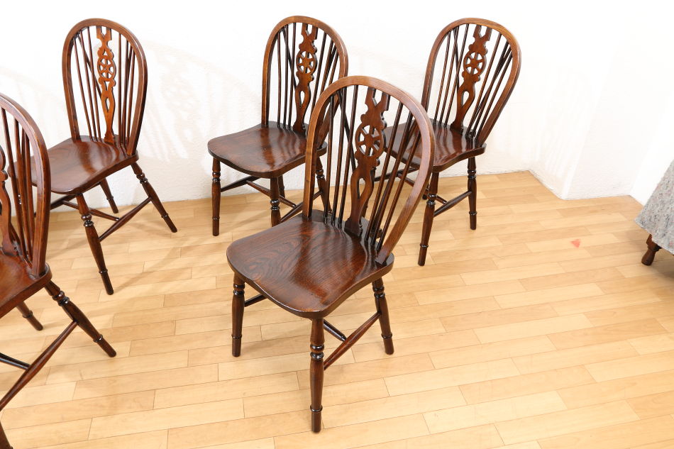 ヴィクトリアンスタイル エルムウィンザー ホイールバックチェア6脚