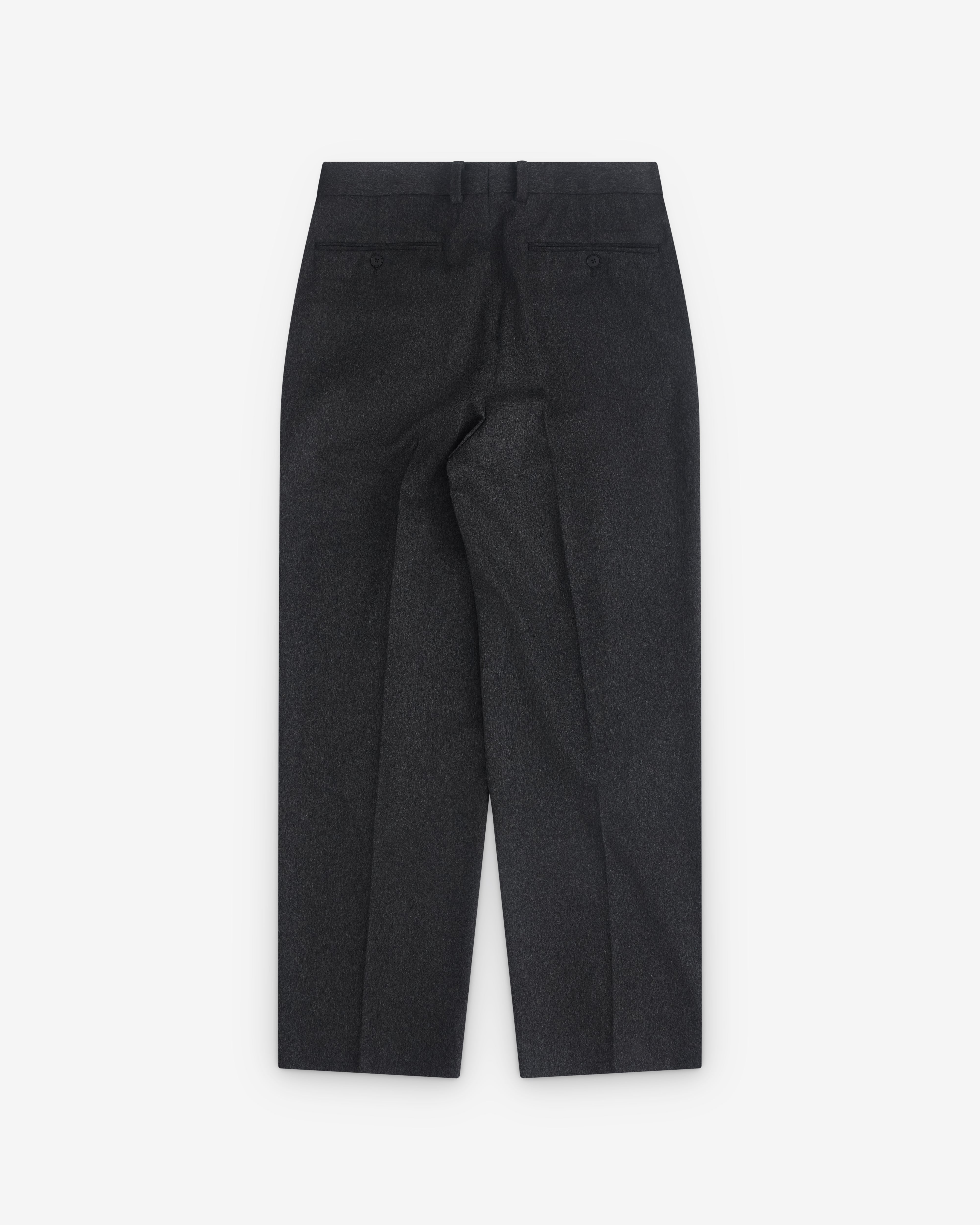 Auralee: Men's Cashmere Moleskin Two-Tuck Slacks (Charcoal) | DSML