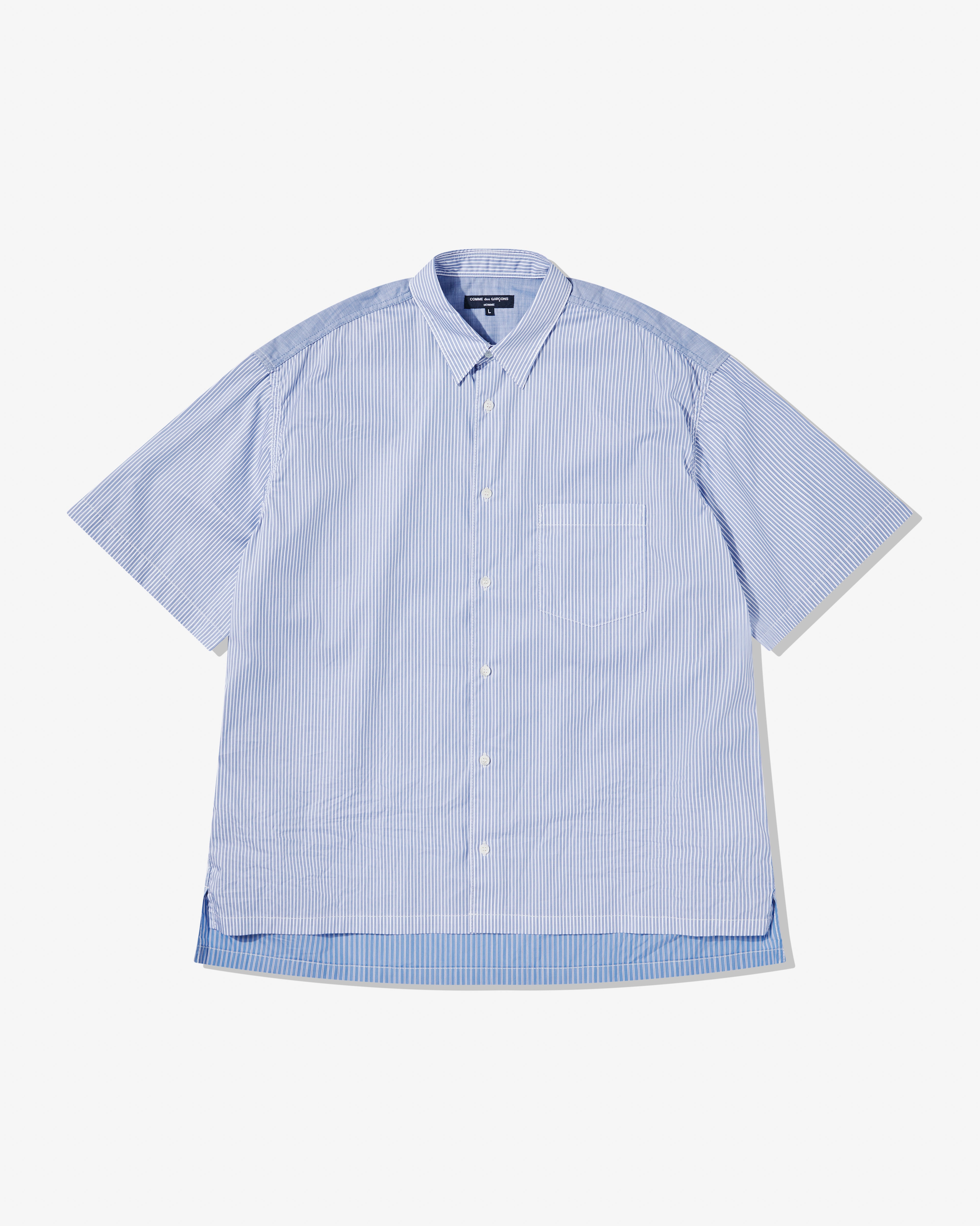 Comme des Garçons Homme: Men's Striped Short Sleeve Shirt (Blue
