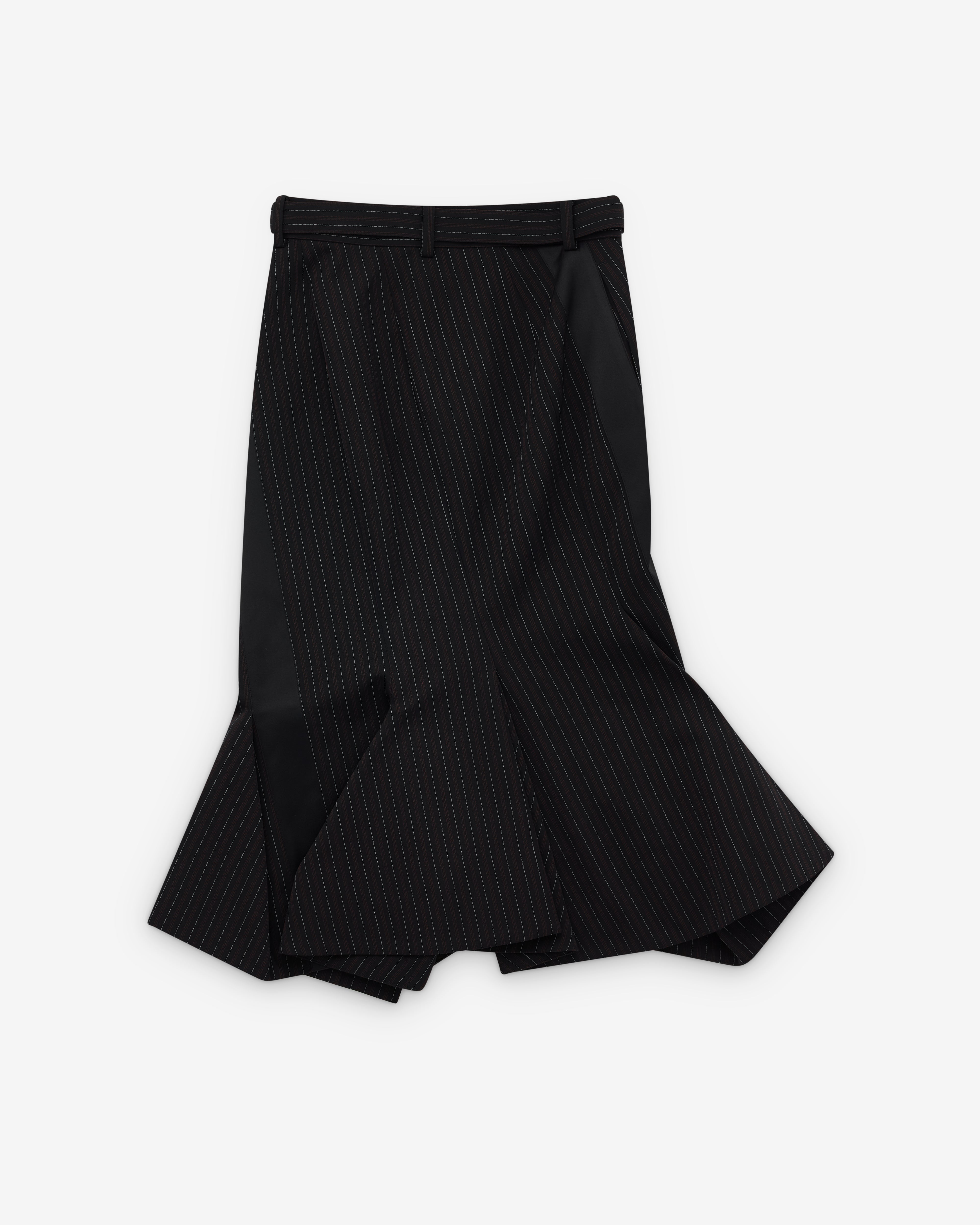 sacai: Women's Stripe Doeskin Skirt (Black) | DSML E-SHOP