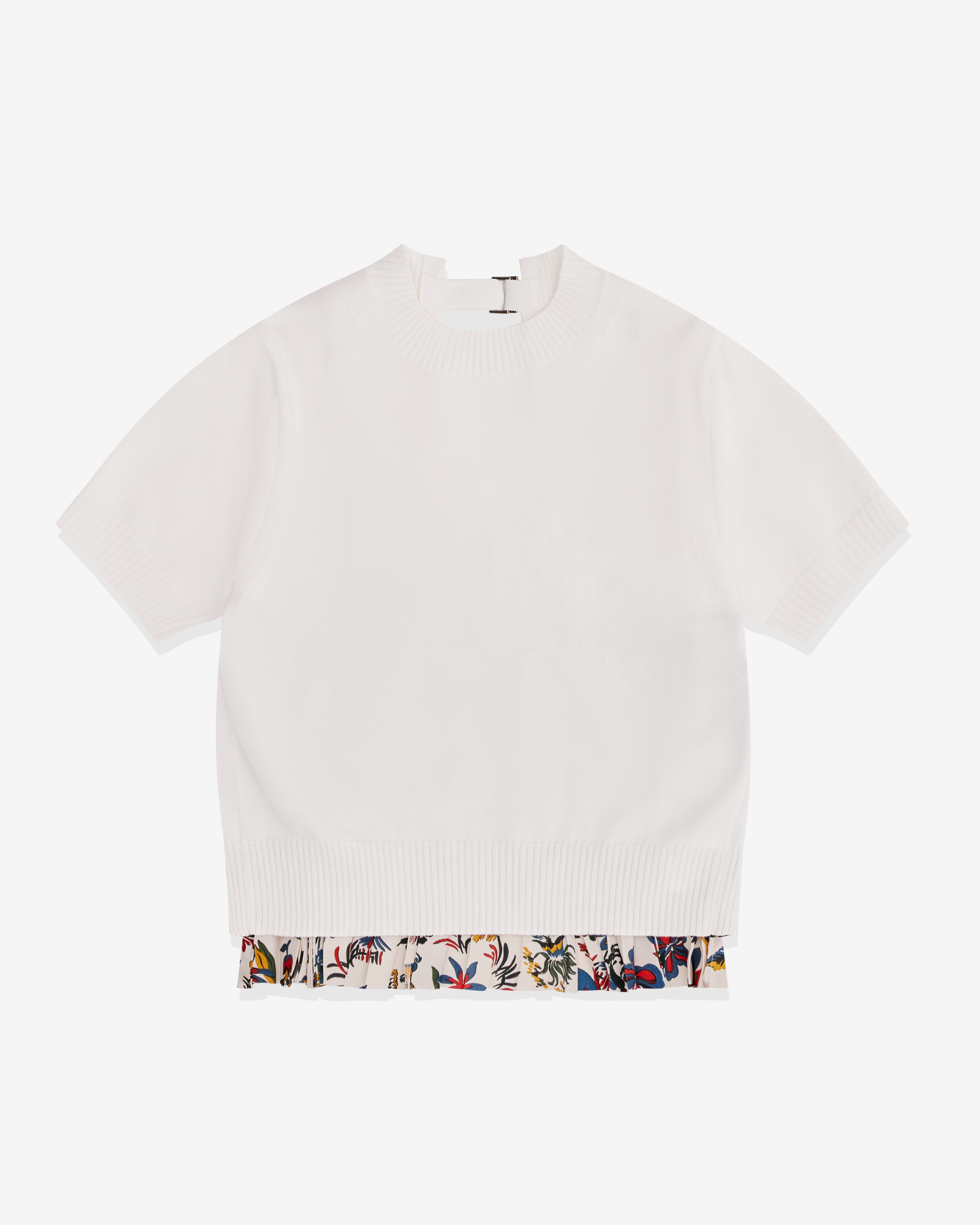 sacai: Women's Panelled Tropical Print Pullover (Off White) | DSML