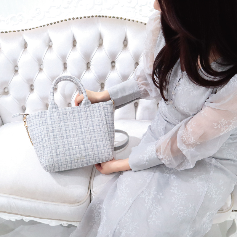 パレットリリーツイードショルダーバッグ ホワイトグレー| FUKUYA