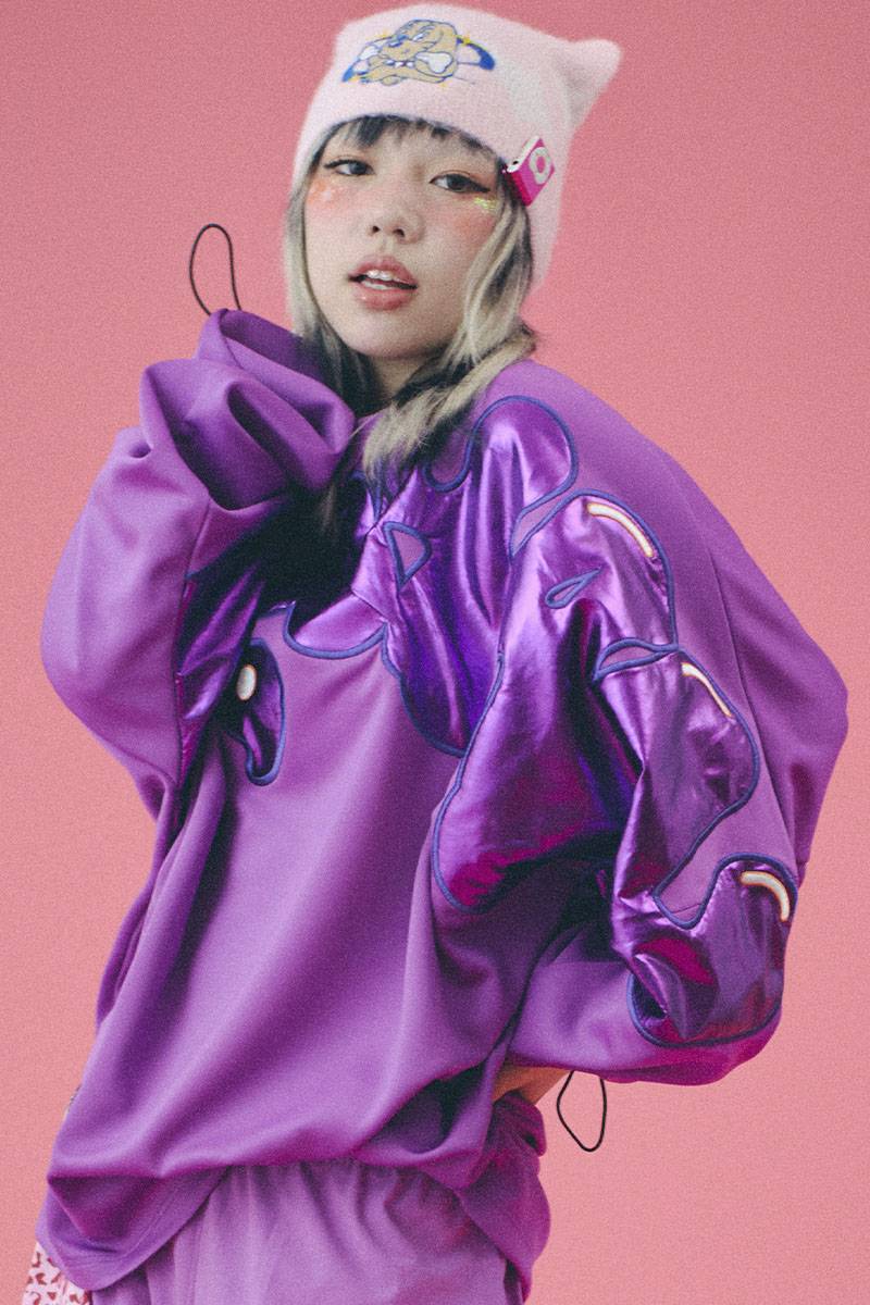 GALFY (ガルフィー) ピッカピカの大萌袖ロンT PURPLE / ロック